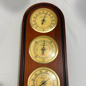 Vintage Sunbeam Brown Wood Weather Station